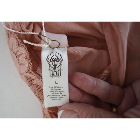 HAH - Hot as Hell Women's Sz Large Copper Rose Lace Smarty Pants Thong Bodysuit - Picture 4 of 6